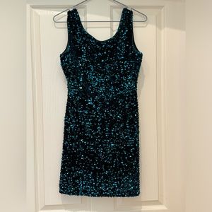 Dark Green Sequin Mini Dress